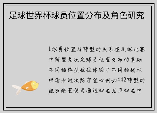 足球世界杯球员位置分布及角色研究